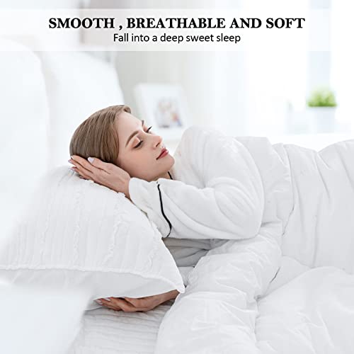 BOSOWOS King Size Pillow Shams Set of 2, Ultra Soft Breathable 20 x 36 Inches Pillow Case Envelope Closure, Microfiber Farmhouse Bed Pillowcases for Easy Care, White - Image 2