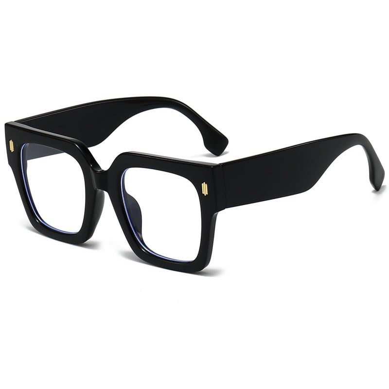 Breaksun Fashion Oversized Blue Light Blocking Glasses for Women Men Trendy Big Square Frame Computer Eyeglasses Black