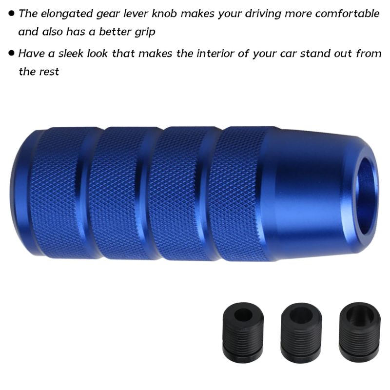 Blue Aluminum Shift Knob: 95mm Ergonomic Comfort Grip - Durable Corrosion-Resistant Construction, Universal Fit With M8, M10, M12 x 1.25 Adapters for Manual Transmission Vehicle Drivers - Image 4
