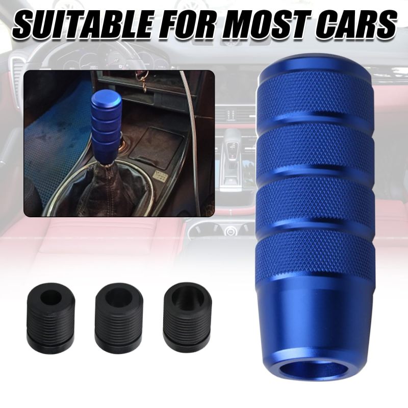 Blue Aluminum Shift Knob: 95mm Ergonomic Comfort Grip - Durable Corrosion-Resistant Construction, Universal Fit With M8, M10, M12 x 1.25 Adapters for Manual Transmission Vehicle Drivers - Image 3