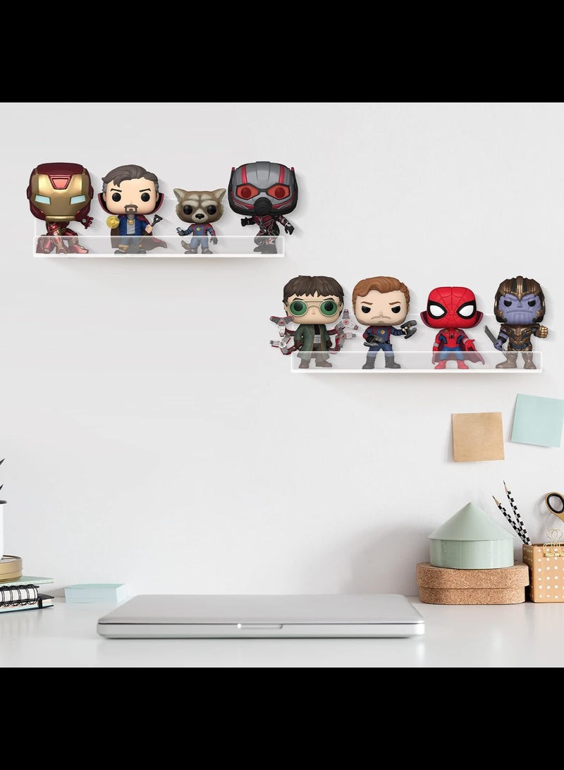 Record Shelf Wall Mount, 12 inch Clear Acrylic Album Record Holder Display, Kids Bookshelf, Floating Wall Shelves for Bathroom, Bedroom, Living Room, Kitchen, 4 Pack - Image 5