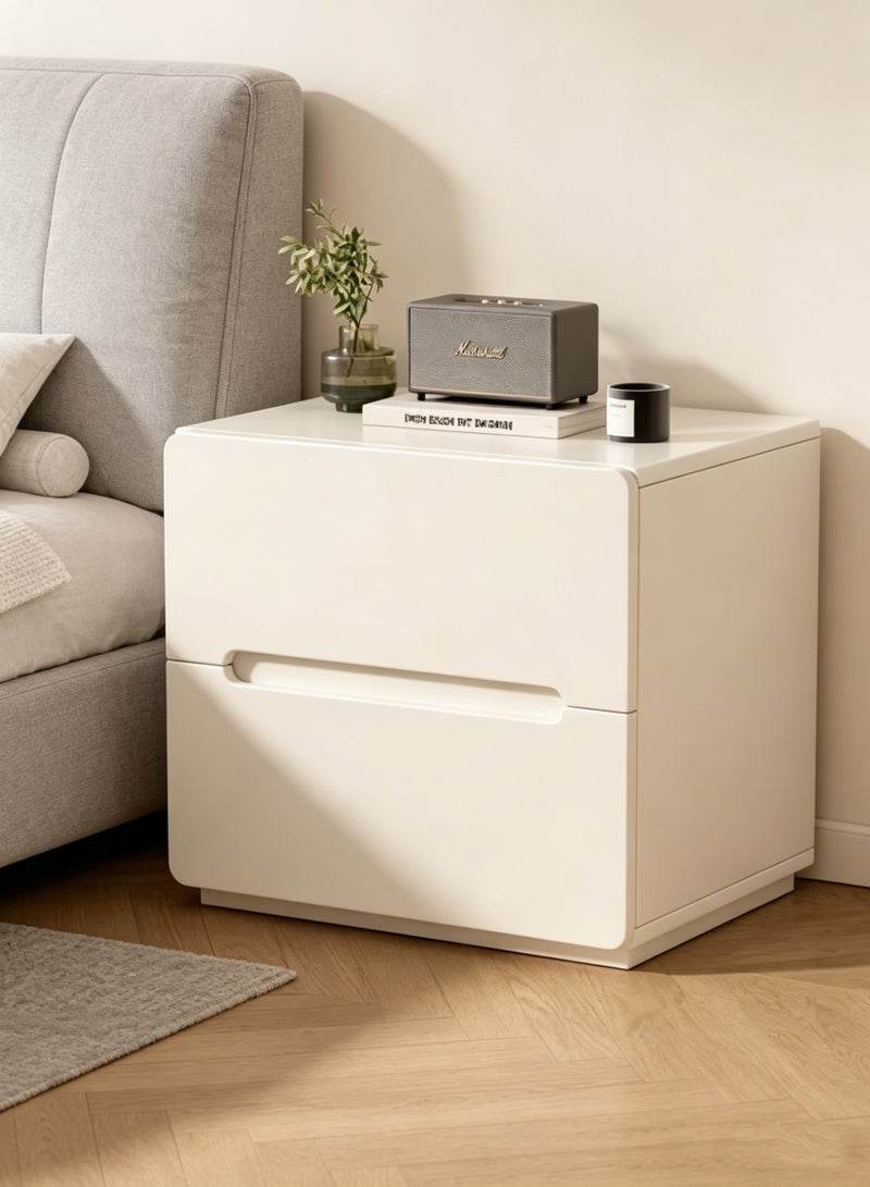 CityRiya-Long Nightstand, Home Bedside Table, Side Table for Living Room, Sofa Coffee End Table, Storage Cabinet with 2 Drawers, Bedside Furniture, White Night Stand Dresser for Home for Living Room and Bedroom - Image 1