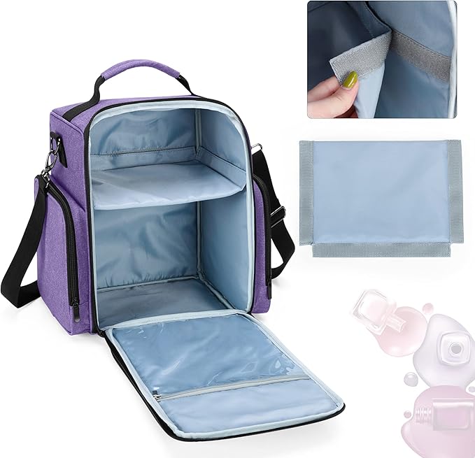 BAFASO Nail Polish Organiser Holds 48 Bottles 15ml 05 floz and a Nail Lamp Large Case with 2 Removable Pouches and Multiple Storage Sections Bag Only Grey Patented - Image 2