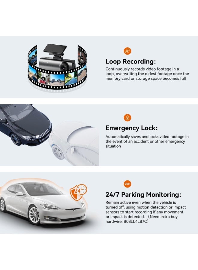 DDPAI Dash Cam for Cars, 1296P + 1080P Front and Rear Dashcam Car Camera Built-in WiFi, Super Night Vision, Dual Captures Footage, 24H Parking Mode, G-Sensor, Loop Recording, N1 Dual - Image 4