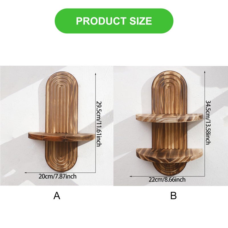 Single Layer Oval Wooden Floating Shelf Wall Organizer For Bathroom Bedroom Kitchen - Image 4