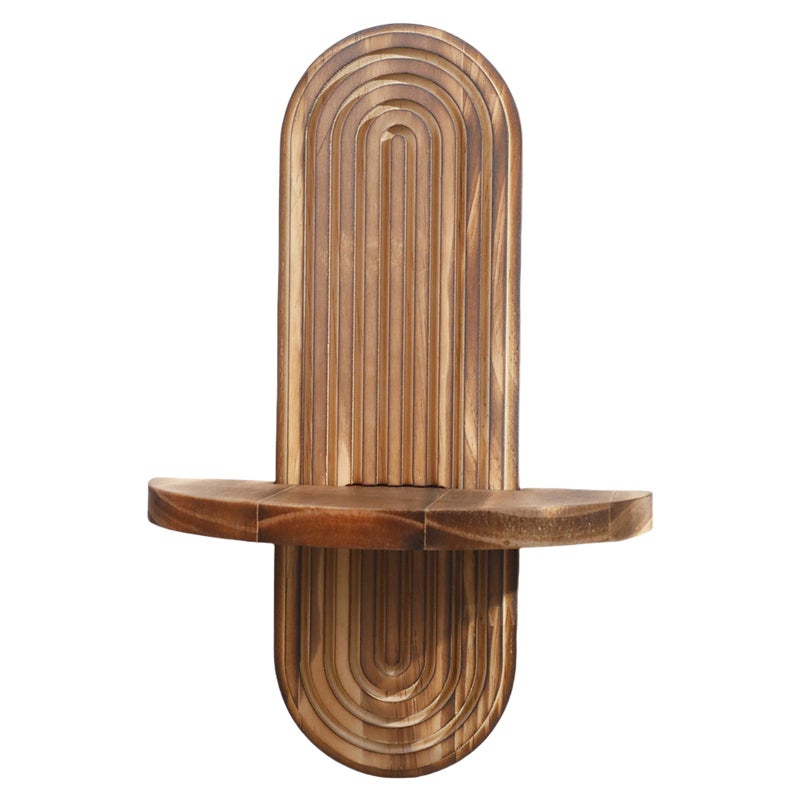 Single Layer Oval Wooden Floating Shelf Wall Organizer For Bathroom Bedroom Kitchen - Image 2