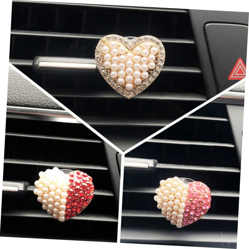 Heart Shape Rhinestone Car Perfume Clip Aromatherapy Solid Perfume Diffuser Multi Color - Image 3