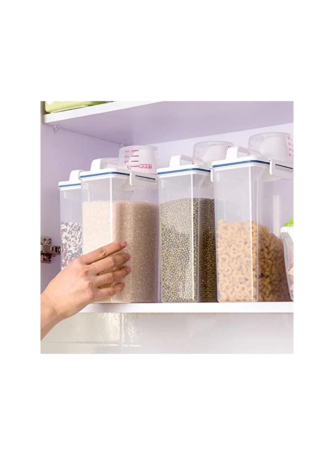 Zaboon Dry Food Storage Containersairtight Plastic Kitchen Storage Organizercontainers With Measuring Cup Clear Food Storage Box For Flour Sugar Rice Stackable Boxes With Locking Lids 4Pcs - Image 4