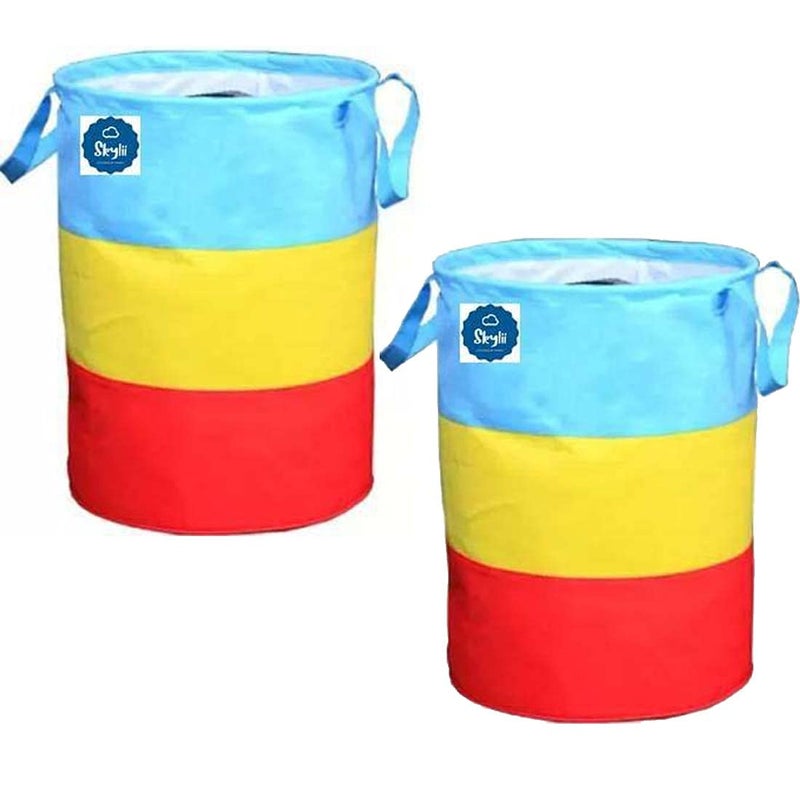 SKYLII Laundry Bag 45 L Durable and Collapsible Laundry storage Bag with Handles Clothes Toys Storage Foldable Laundry Bag for Dirty Clothes Pack of 2 Pc Multicolour - Image 1