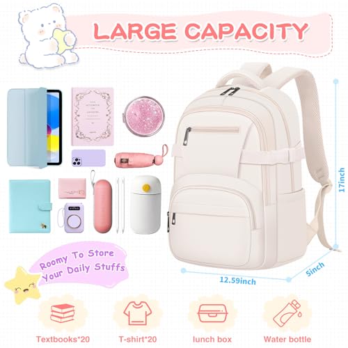 AFGWK Cute Backpack for School Girls Aesthetic Bookbag Lightweight Preppy School Bag for Teen Women Middle High School - Image 3