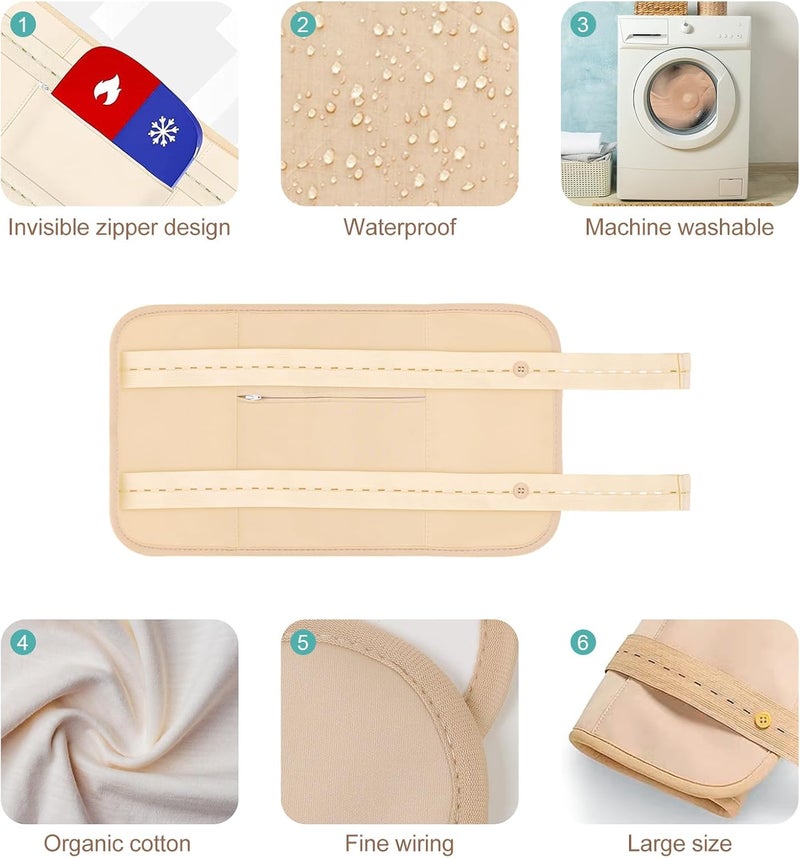 YHOVID 4 Pcs Castor Oil Pack Wrap Organic Cotton for Liver Detox, Stomach, Belly, Neck, Breast & Entire Body, Reusable Pads Kit for Hot/Cold Compress with Adjustable Elastic Strap, Waterproof & Anti Oil Leak - Image 4