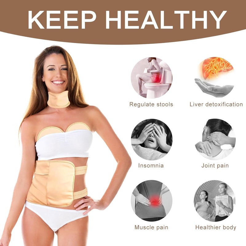 YHOVID 4 Pcs Castor Oil Pack Wrap Organic Cotton for Liver Detox, Stomach, Belly, Neck, Breast & Entire Body, Reusable Pads Kit for Hot/Cold Compress with Adjustable Elastic Strap, Waterproof & Anti Oil Leak - Image 5