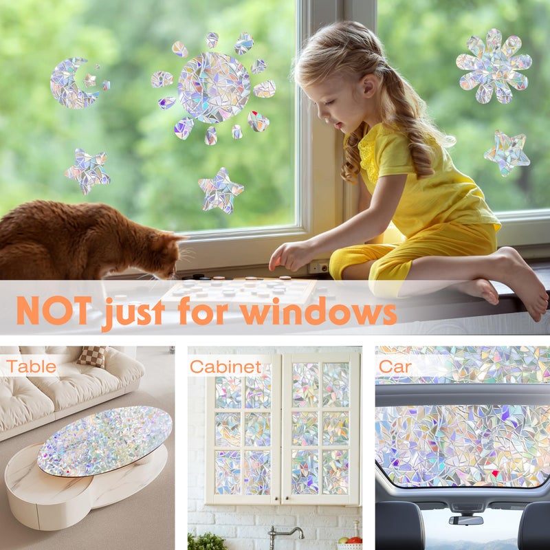 Hilarious Reeded Glass Privacy Film Frosted Window Cling Window Privacy Film 3D Decor UV Blocking Heat Control Static Cling Vinyl No Glue Removable Cover for Bathroom Living Room Office, 23.6''x118'' - Image 4