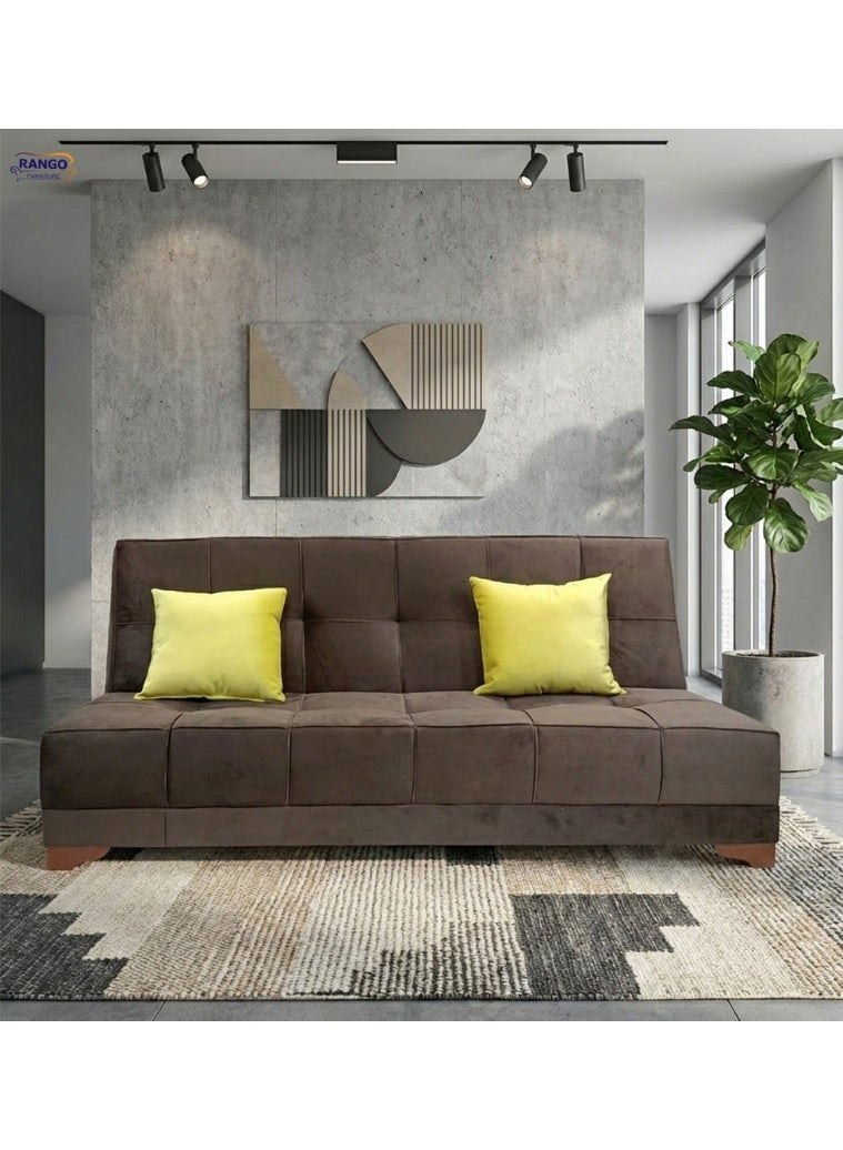 رانجو كنبة سرير3×1من رانجو للاثاث 120×190×40 سم متعددة الاستخدامات وأنيقه هي إضافة إلى أي منزل، مصممه لتوفير المساحة والراحة في نفس الوقت، مما يجعلها مثاليه للمساحات الصغيرة وغرفة المعيشة والمكتب وغرف الأطفال تستخدم امام التليفزيون تتحول بسهولة إلى سرير120×190 سم، واسفنج عالي الكثافه مع طبقة من الفايبر والقماشز اللون بني - Image 1