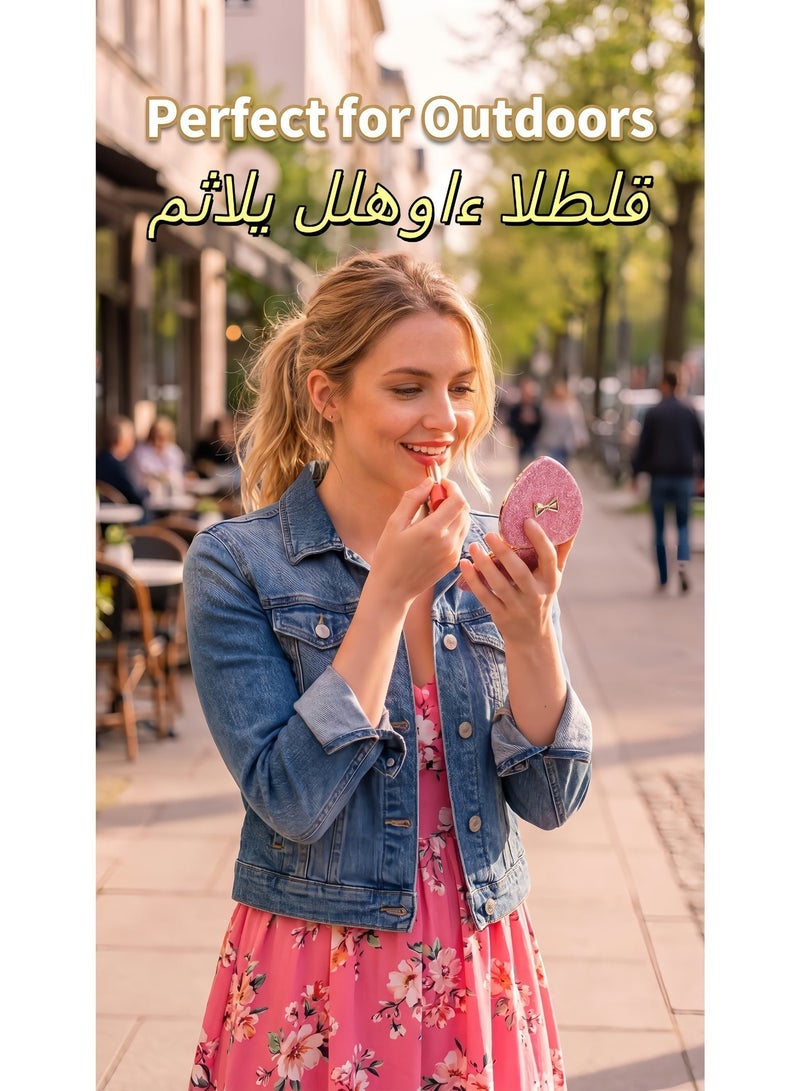 7.5x7cm Travel Makeup / Heart Shaped Folding Double Sided Mirror 2X Magnifying No Distortion Portable Makeup Mirror for Women Girls Students - Image 2