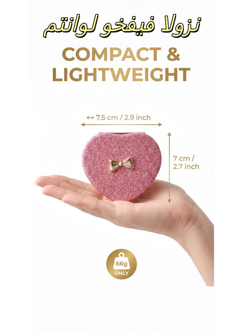 7.5x7cm Travel Makeup / Heart Shaped Folding Double Sided Mirror 2X Magnifying No Distortion Portable Makeup Mirror for Women Girls Students - Image 4