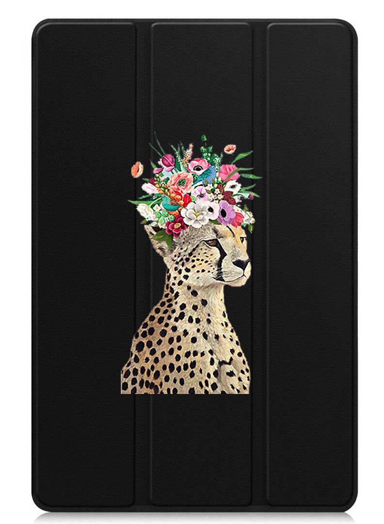 Theodor Protective Flip Case For Apple iPad Pro 11 (2024) With Trifold Stand Auto Wake Sleep Shockproof Cover Cheetah Flower - Image 1