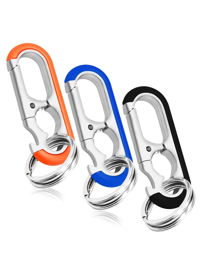 Excefore 3PCS Men's Car Keychains, Anti-Loss Heavy Duty Metal Key Ring with Double Keyrings, Bottle Opener Keychain, Personalized Waistband Car Keychain for Men and Women - Image 1