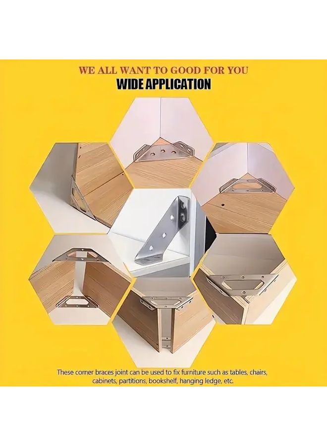 16pcs Stainless Steel Corner Brackets Heavy Duty Metal Furniture Connectors Triangular Design - Image 5