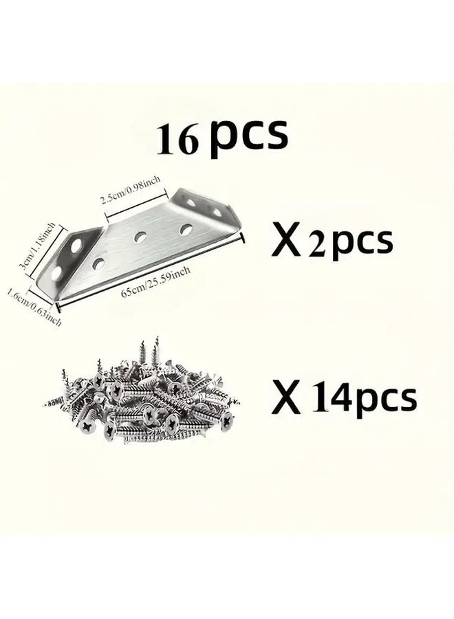 16pcs Stainless Steel Corner Brackets Heavy Duty Metal Furniture Connectors Triangular Design - Image 1