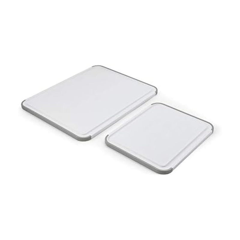 KitchenAid Classic Nonslip 2Piece Plastic Cutting Board Set with Perimeter Trench and Non Slip Edges 2Piece Kitchen Chopping Boards DishwasherSafe White and Gray