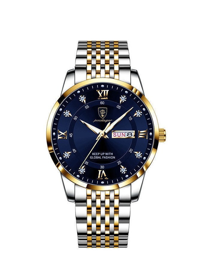 POEDAGAR - Watch for Men Stainless Steel Quartz Analog Water Resistant Watch 836SGBU - Image 1