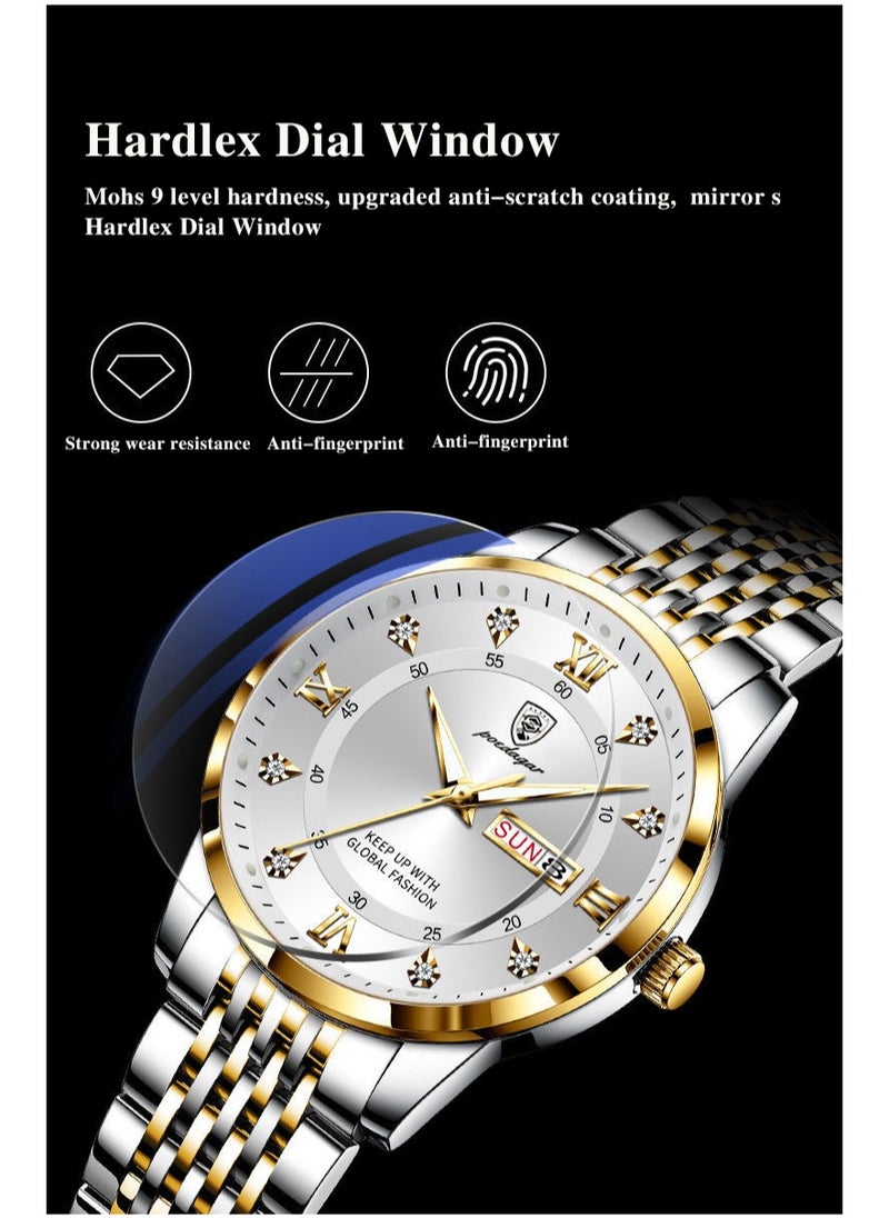 POEDAGAR - Watch for Men Stainless Steel Quartz Analog Water Resistant Watch 836SGBU - Image 1