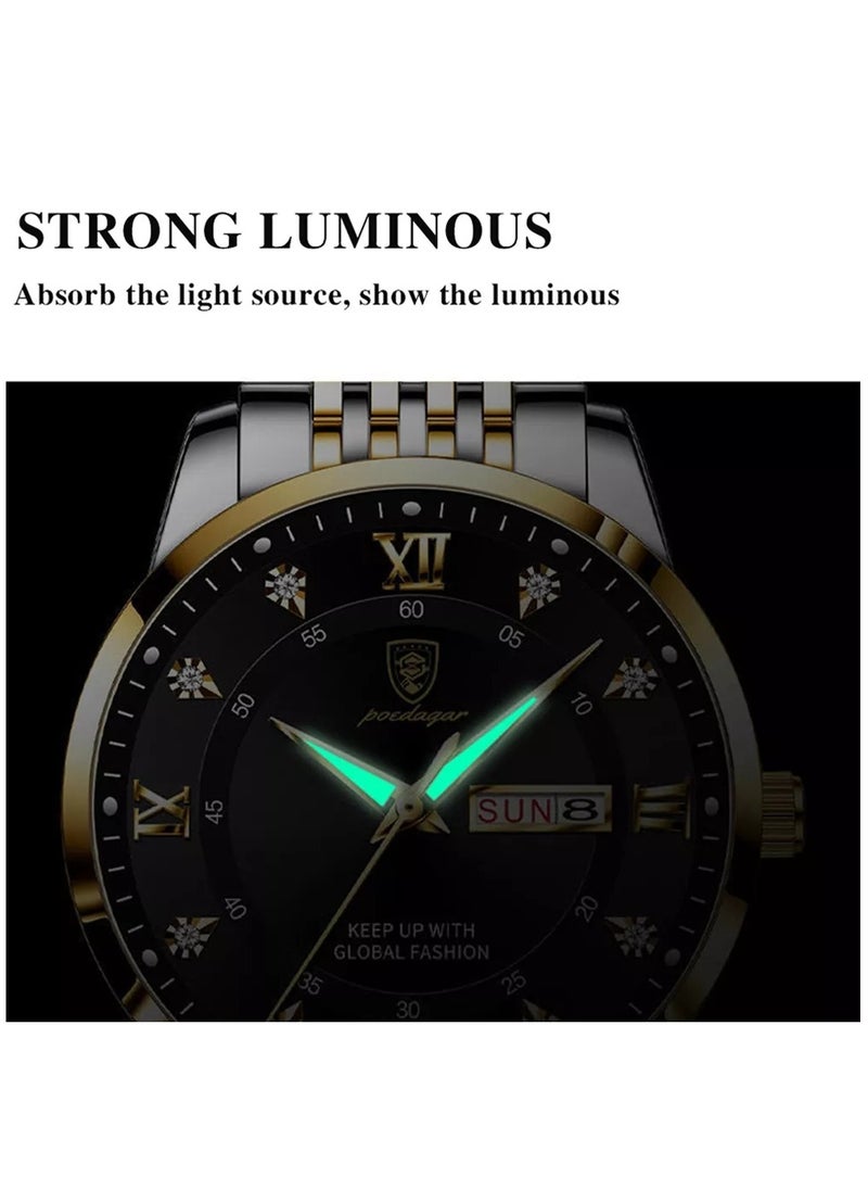 POEDAGAR - Watch for Men Stainless Steel Quartz Analog Water Resistant Watch 836SGBU - Image 1
