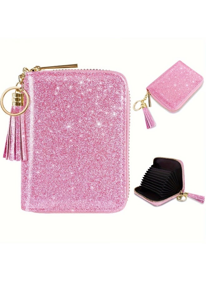 Goolsky Fashionable Short Glitter Sequined Wallet Card Holder for Women, a Shiny Little Wallet with Tassel Decoration, Zip Accordion Inner Pockets, Multiple Card Slots, a Stylish Gift, Perfect for Birthdays And - Image 5