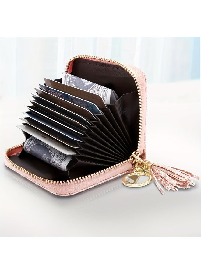 Goolsky Fashionable Short Glitter Sequined Wallet Card Holder for Women, a Shiny Little Wallet with Tassel Decoration, Zip Accordion Inner Pockets, Multiple Card Slots, a Stylish Gift, Perfect for Birthdays And - Image 2
