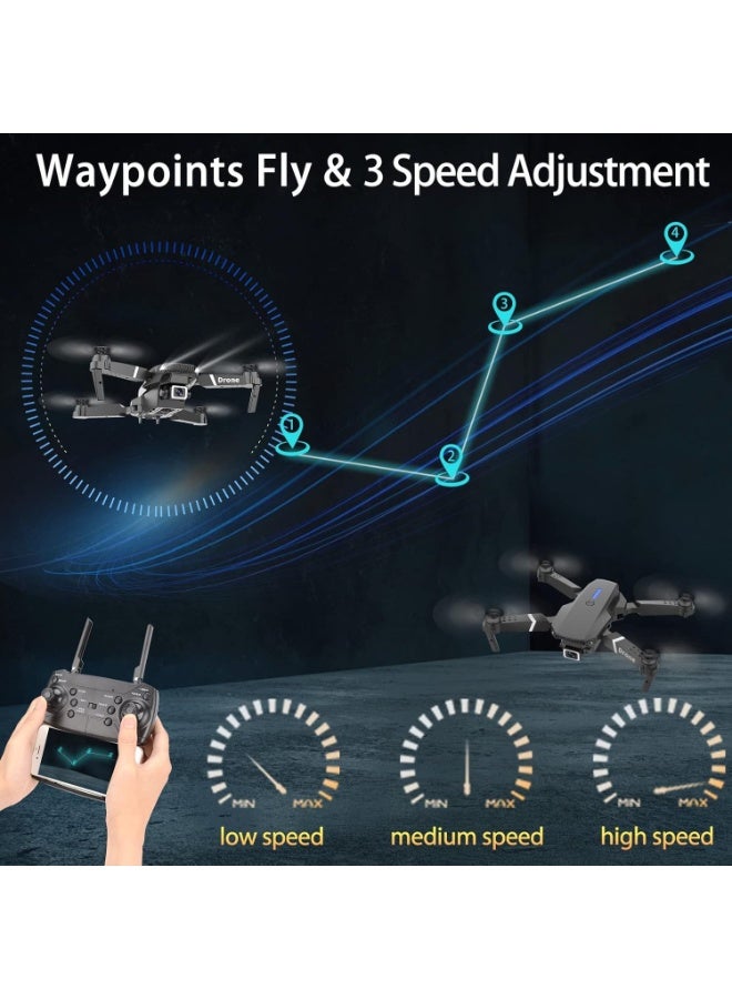 E88 Pro Ayoo 4K Dual Camera Drone – Foldable WiFi FPV RC Quadcopter with HD Aerial Photography, Optical Flow Positioning, Altitude Hold, Headless Mode, One Key Return, Gesture Control & 360° Flip – Beginner-Friendly Drone with Long Battery Life for Kids & Adults - Image 2