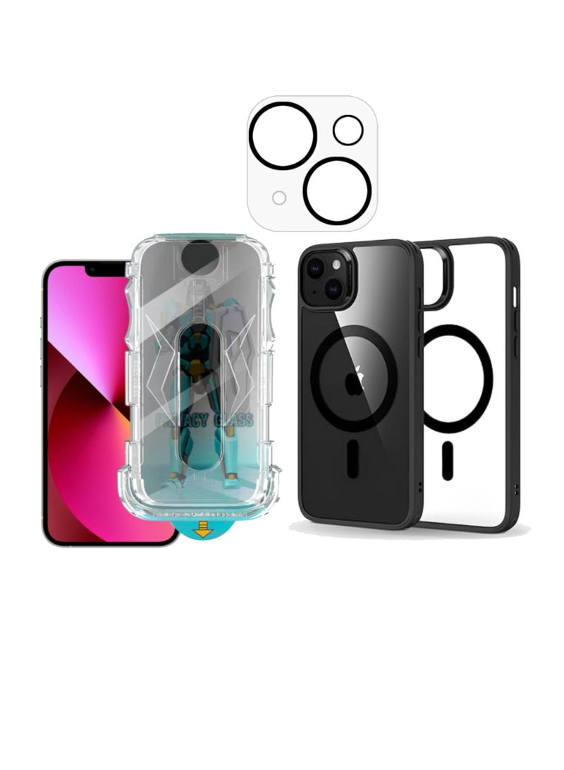 DIGI CORE iPhone 15 Plus Magsafe Case With Camera Lens For iPhone 15 Plus Privacy Screen Protector 6.7 Inch Easy Installation Kit Auto Alignment 9H Hard 99.99% HD Clear Bubble Free Anti Spy - Image 1