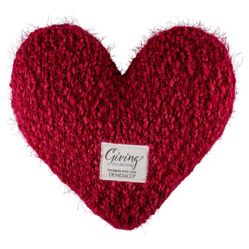DEMDACO Giving Heart Cranberry Red 10 x 11 Cotton Weighted Plush Decorative Throw Pillow - Image 1