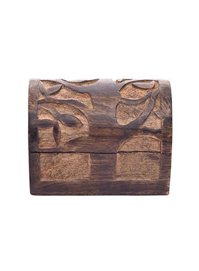 storeindya Thanksgiving Jewelry Trinket Keepsake Storage Box Chest Rustic Wooden Organizer with Hand Carved "Tree of Life" Design - Image 1