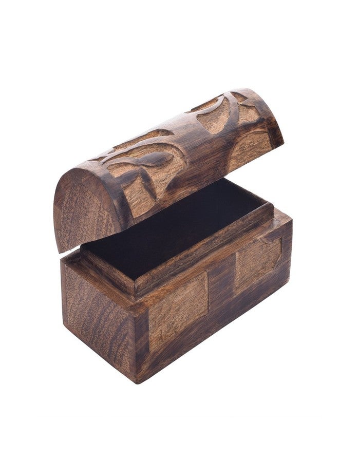 storeindya Thanksgiving Jewelry Trinket Keepsake Storage Box Chest Rustic Wooden Organizer with Hand Carved "Tree of Life" Design - Image 2