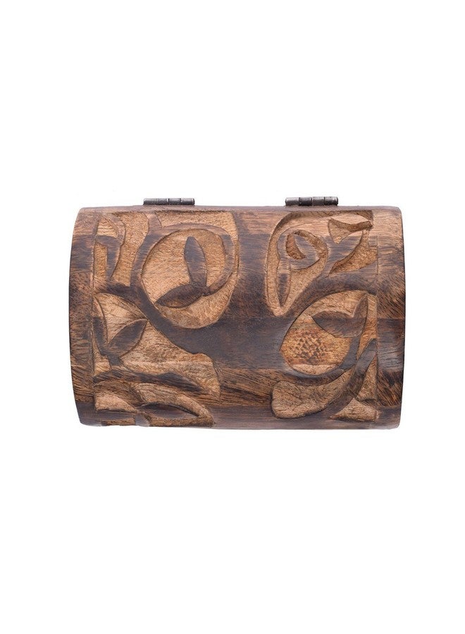 storeindya Thanksgiving Jewelry Trinket Keepsake Storage Box Chest Rustic Wooden Organizer with Hand Carved "Tree of Life" Design - Image 3