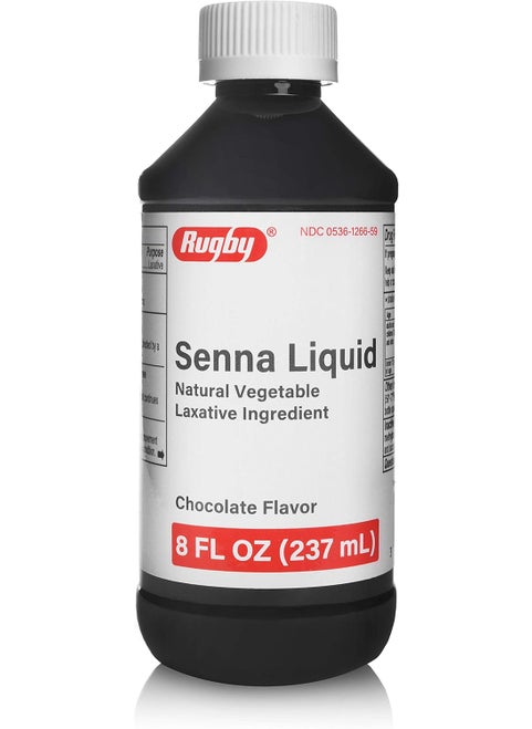 RUGBY LABORATORIES Rugby 8.8 mg Senna Liquid - Made with Natural Vegetable Laxative Sennosides - Promotes Occasional Constipation Relief - Chocolate Flavored - 8 Fl. Oz. 