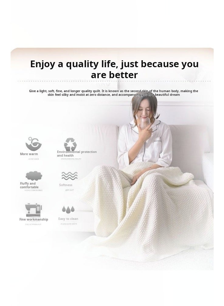 بطانية محبوكة نورديك مع شرابات، 130 × 170 سم، بطانية محشوة بالقطن للأريكة والسرير، خيوط كروية دافئة لجميع المواسم، وقيلولة المكتب والغرفة المكيفة - Image 5