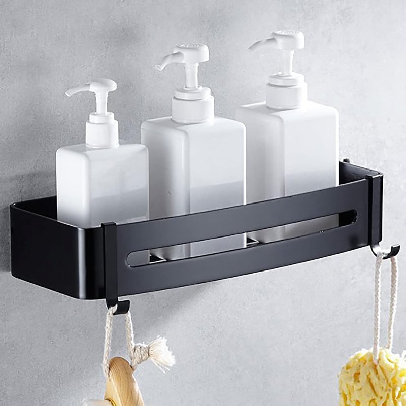 COOFANDY 1 Piece Rectangular Bathroom Corner Shelves with Hooks Shower Caddy, Adjustable Metal Corner Shelf, No Drilling Wall Mounted Storage Organizer Rack for Washroom, Toilet, Dorm, Kitchen - Image 1