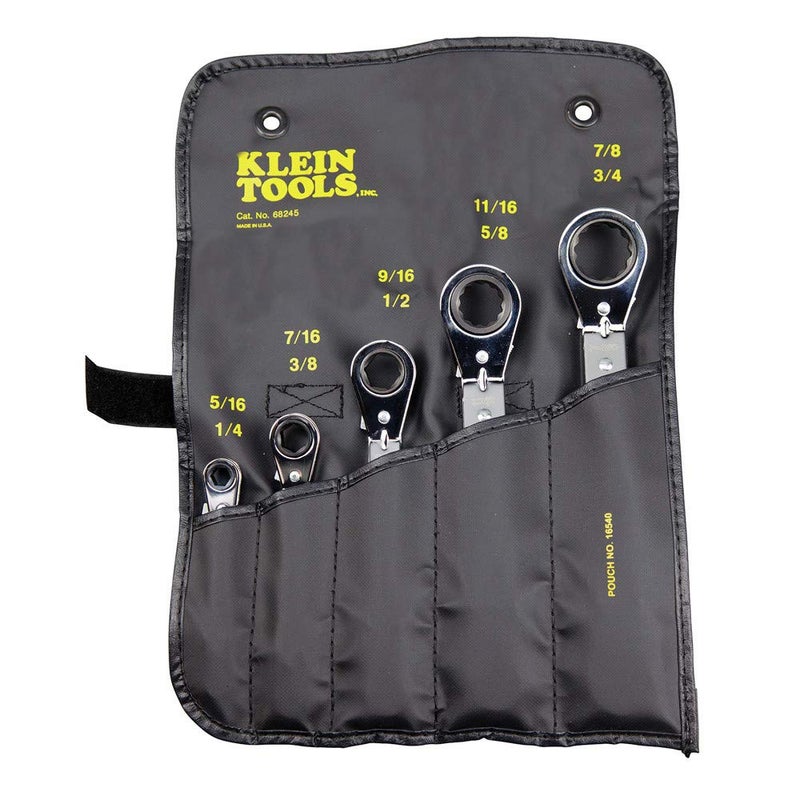 Klein Tools 68245 Reversible Ratcheting Box Wrench Set, Made in USA, 5-Piece, Black - Image 4