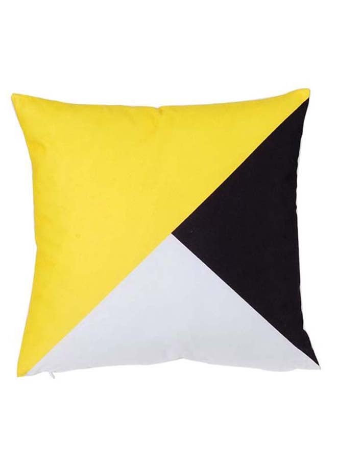 Decorative Printed Pillowcase Yellow/White/Black 45 x 45cm - Image 1