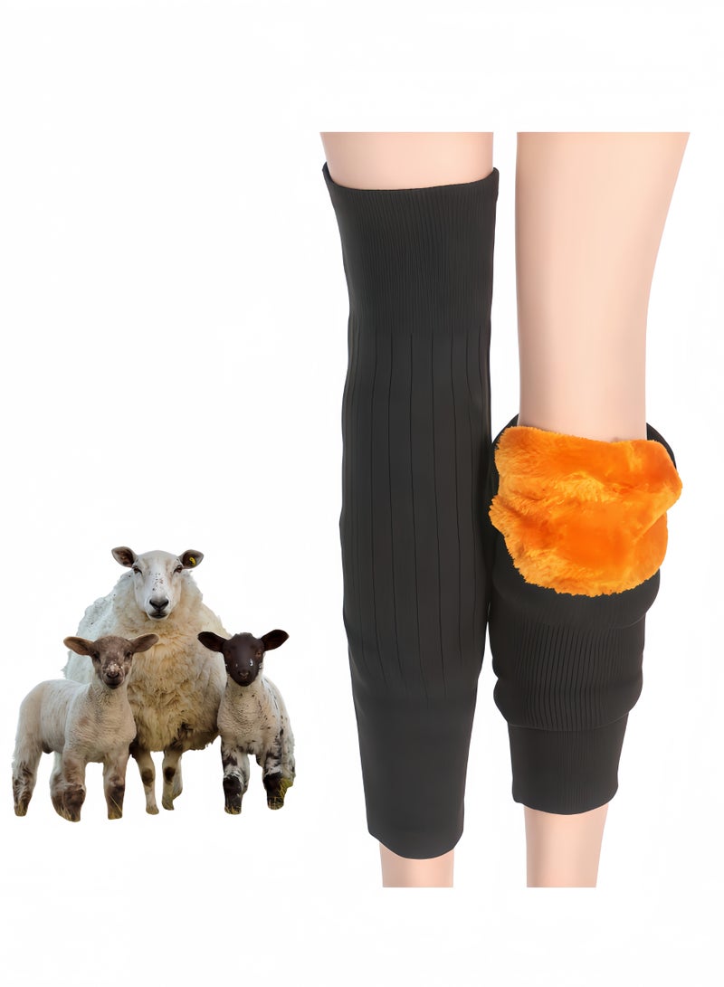 Unisex Winter Warm Thicken Cashmere Wool Knee Brace Support Pads Leg Warmers Thin Knee Sleeves for Men and Women Sports and Daily Wear (Dark Grey) - Image 1