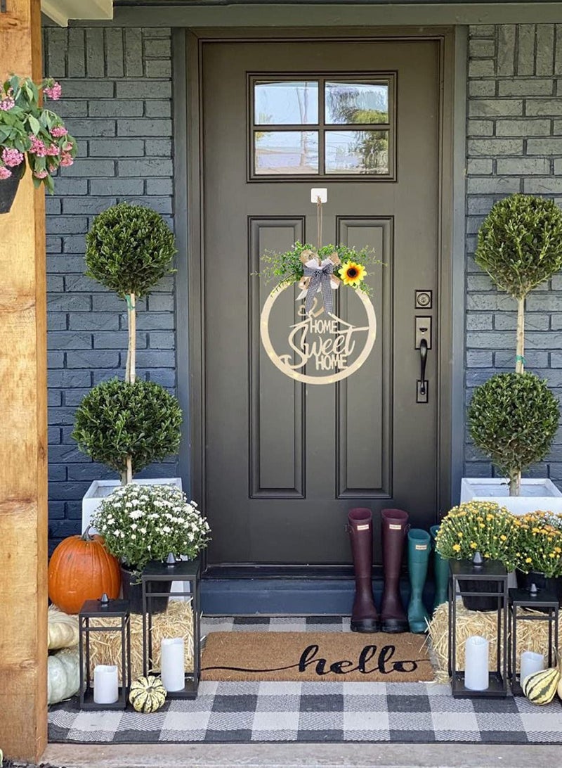 SYOSI Front Welcome Sign, Sweet Home House Decoration Hanging Sign Wreath Hanging Sign Sunflower Wreath with LED Light Farmhouse Porch Front Porch Hanging Decoration (30 cm) - Image 2