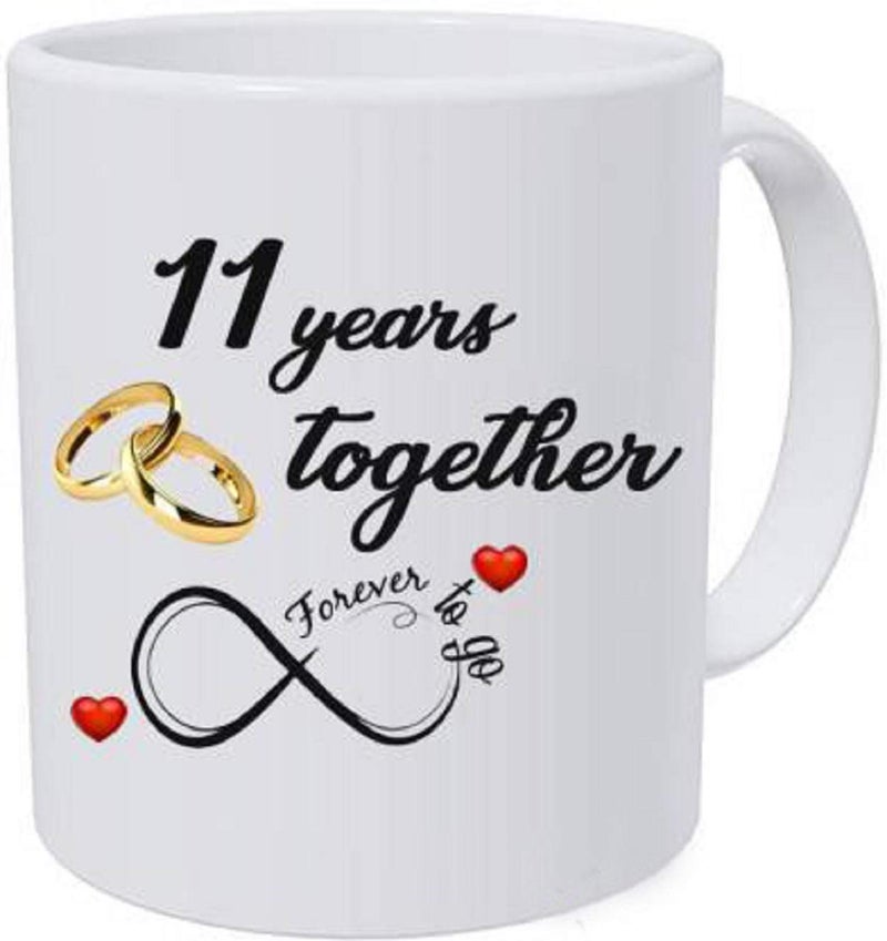 Alexus Happy 11th Marriage Anniversary 11 year love Ceramic Coffee Mug Slogan Quote Printed Ceramic Coffee & Tea Mug, Cup Best Gifts For Wedding/Anniversary/Couple/Marriage/Birthday/Return Gift -(350 ML) - White - Image 5