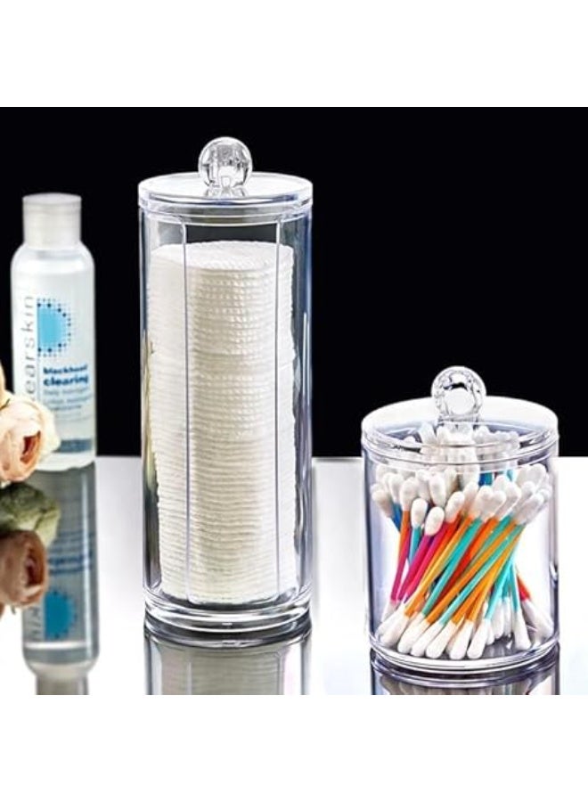 3 Pcs Combo Of Multi-Purpose Acrylic Q-Tip Holder Dispenser, Round Cotton Ball Pad Swab Holder With Ear Stick Swabs, Toothpick Container For Makeup Storage - Bathroom Organizer - Image 3