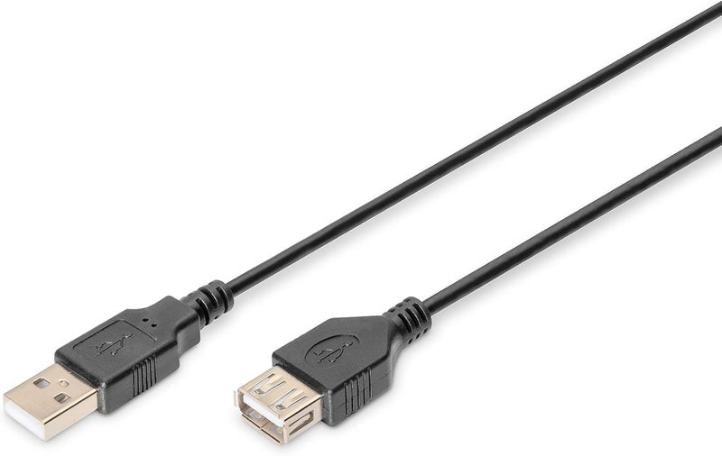 DIGITUS USB 2.0 extension cable - 1.8 m - USB-A (plug) to Type A (socket) - 480 Mbps - Black - Image 1