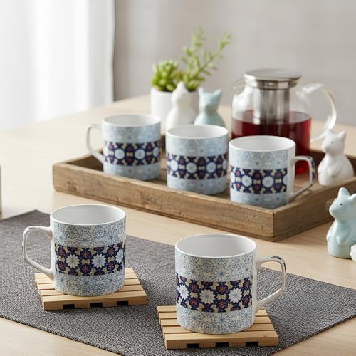 UPC U.P.C. Cup Set of 6 for Tea, Ceramic Microwave Safe Tea Cups Set of 6, Dishwasher Safe Cup, Bone-Ash Free Coffee Cup Set, Gifts for Anniversary Friends Birthday Special Marriage Ceremony-150ml. - Image 1