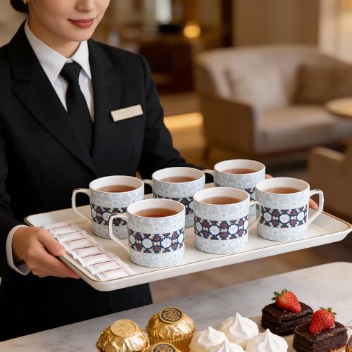 UPC U.P.C. Cup Set of 6 for Tea, Ceramic Microwave Safe Tea Cups Set of 6, Dishwasher Safe Cup, Bone-Ash Free Coffee Cup Set, Gifts for Anniversary Friends Birthday Special Marriage Ceremony-150ml. - Image 5