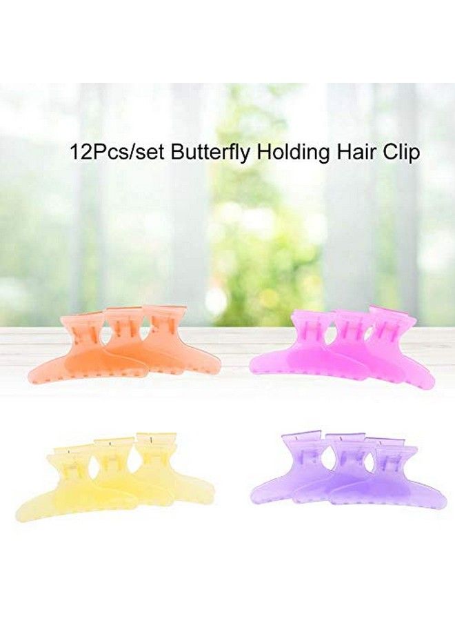 Vruping 12Pcs Professional Salon Hair Claw Butterfly Holding Hair Clip Nonslip Butterfly Hair Clamps C Styling Claw Hair Clamps Salon Hair Color Perm Section Hairdressing Tool(Clear) - Image 4