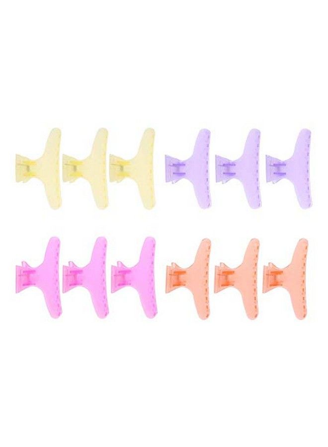 Vruping 12Pcs Professional Salon Hair Claw Butterfly Holding Hair Clip Nonslip Butterfly Hair Clamps C Styling Claw Hair Clamps Salon Hair Color Perm Section Hairdressing Tool(Clear) - Image 2